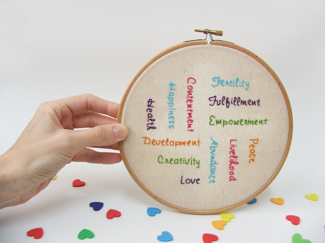 Embroidery hoop - Inspiring words, great as house warming/hostess/new year's gift or an inspirational piece Made to order