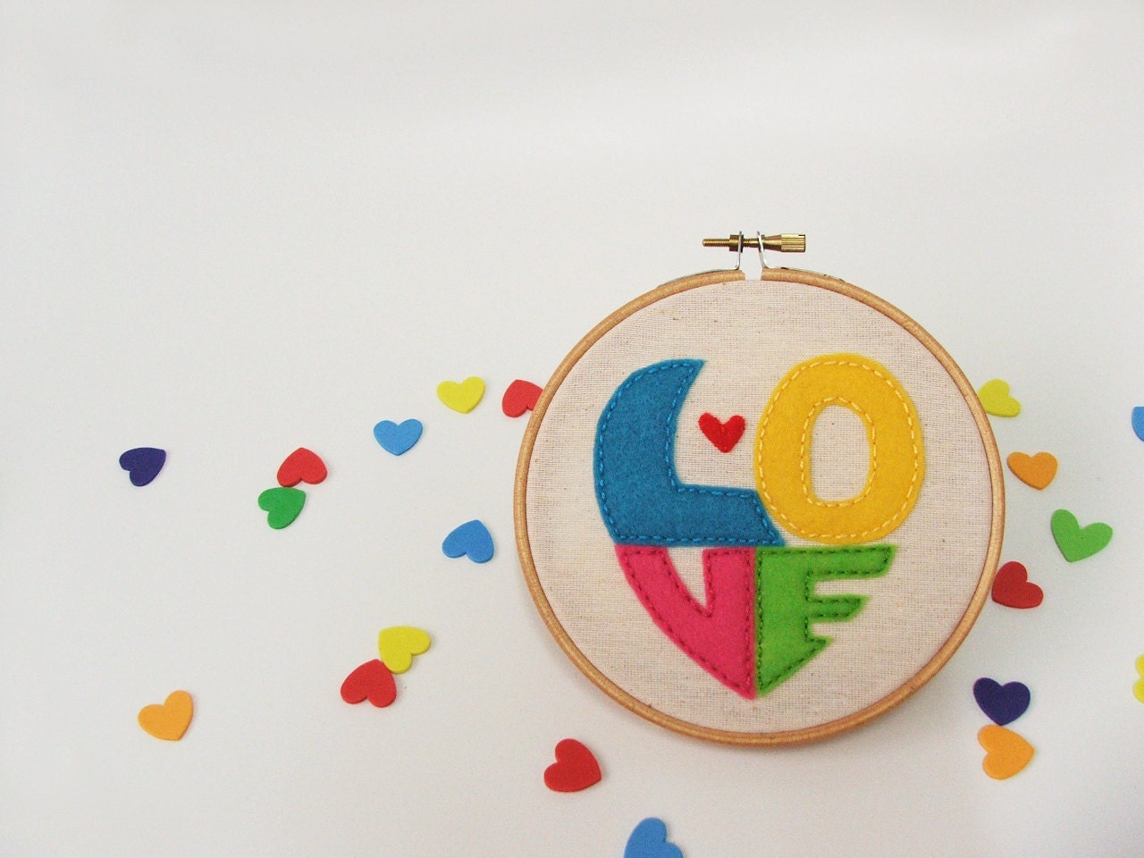 Embroidery hoop wall art - LOVE made to order, great wedding decor
