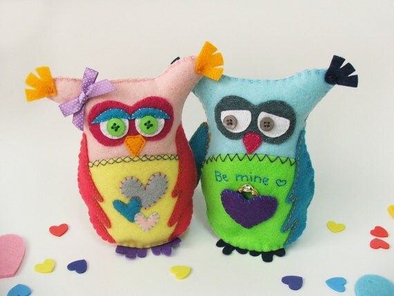 Valentine's day/Marry me/Be mine felt owls -  Jennie and Bill - MADE TO ORDER