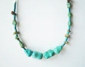 Vintage silver chains and turquoise bead necklace