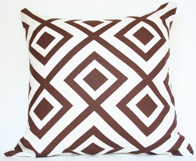 2 David Hicks La Fiorentina Pillow Covers - Bark & Ivory colorway (Pair)