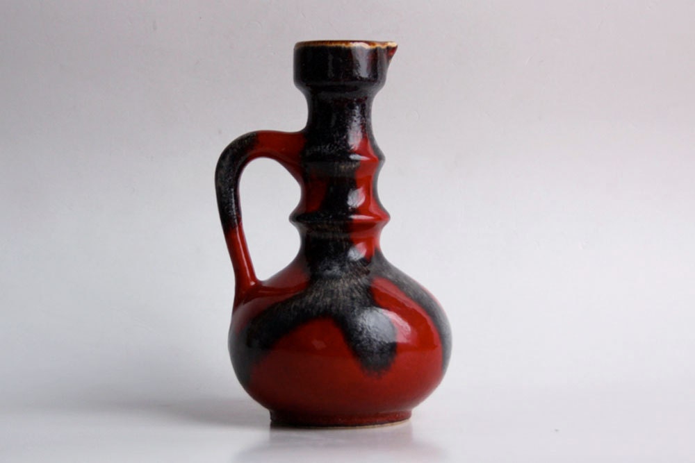 Vintage Red Black Silver Vase - Dumler & Breiden 1970s
