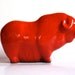 Mid-Century Large Red Ceramic Bull - 60s Ruscha