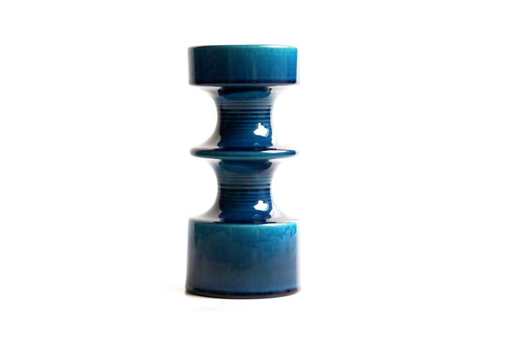 Rare Large Teal Steuler Candle Holder - 1960s