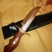 Bowie Knife 10 Inches Long Rosewood Handle With Brass Guard & Pommel -Vintage With Black Leather Sheath