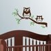 Wall decal - Owls on a branch 2 colors, nursery decal 14H x 24W