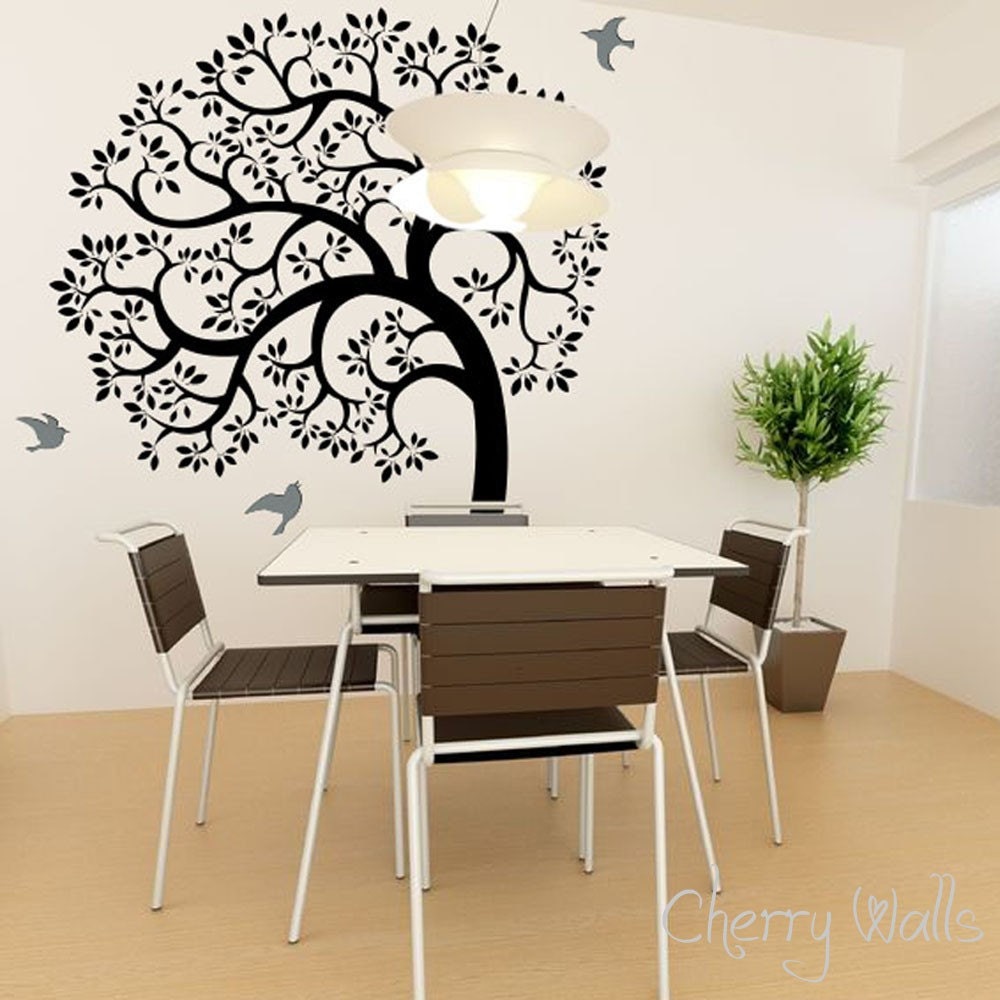 Tree Wall decal AMAZING tree removable vinyl decal. Nursery Decor tree and birds Wall Decals, Mural