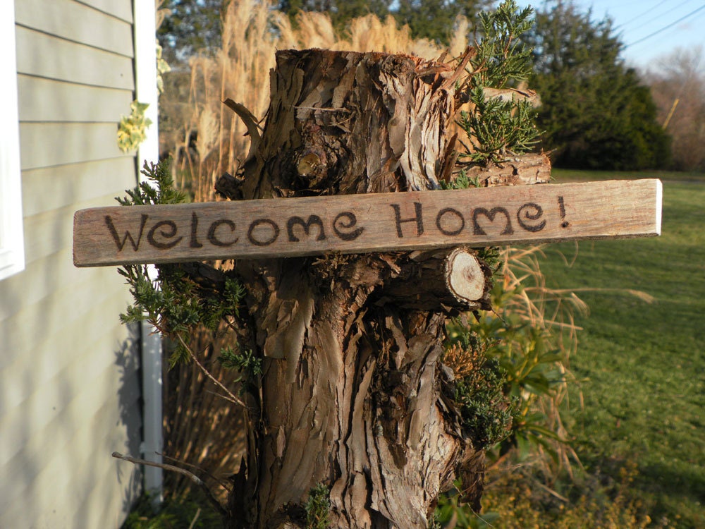 Welcome Home sign-Matunuck Beach Driftwood sign hand lettered/burned