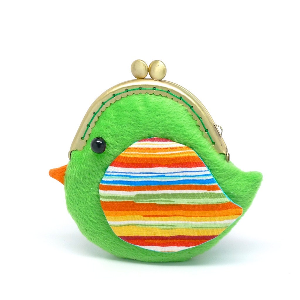 Cute green lovebird 'Martini' clutch purse