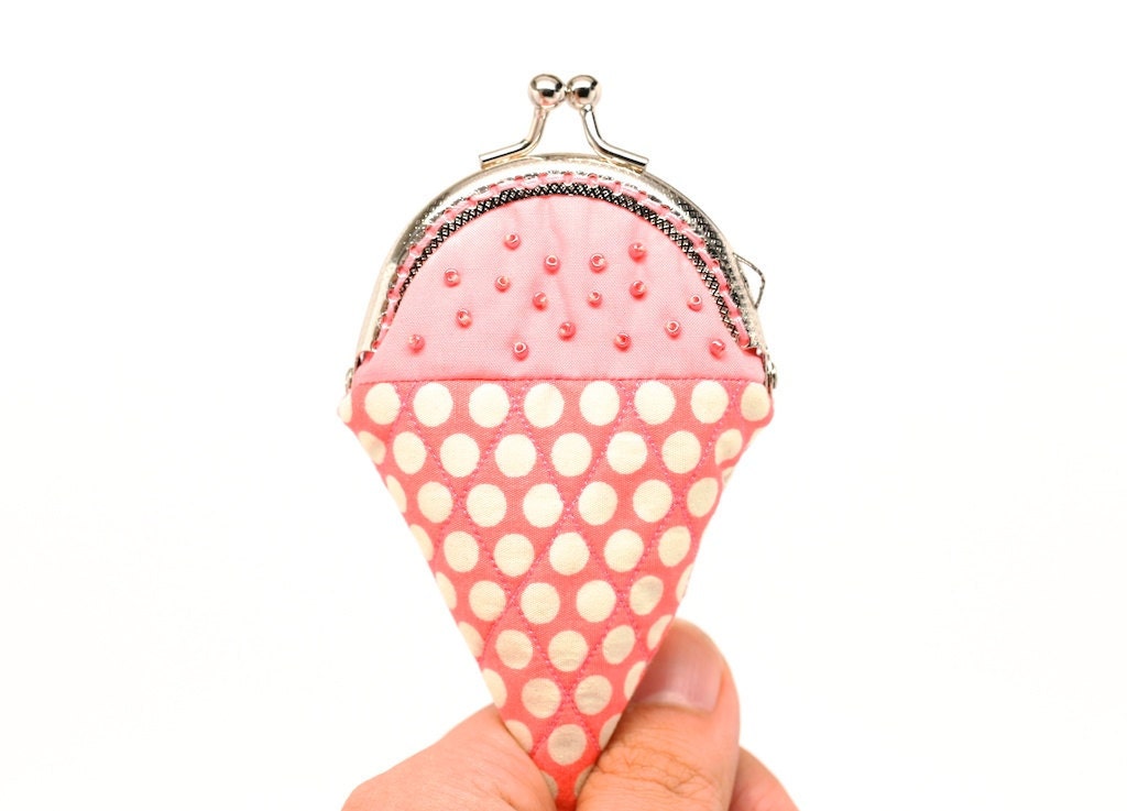 Strawberry ice cream mini coin purse