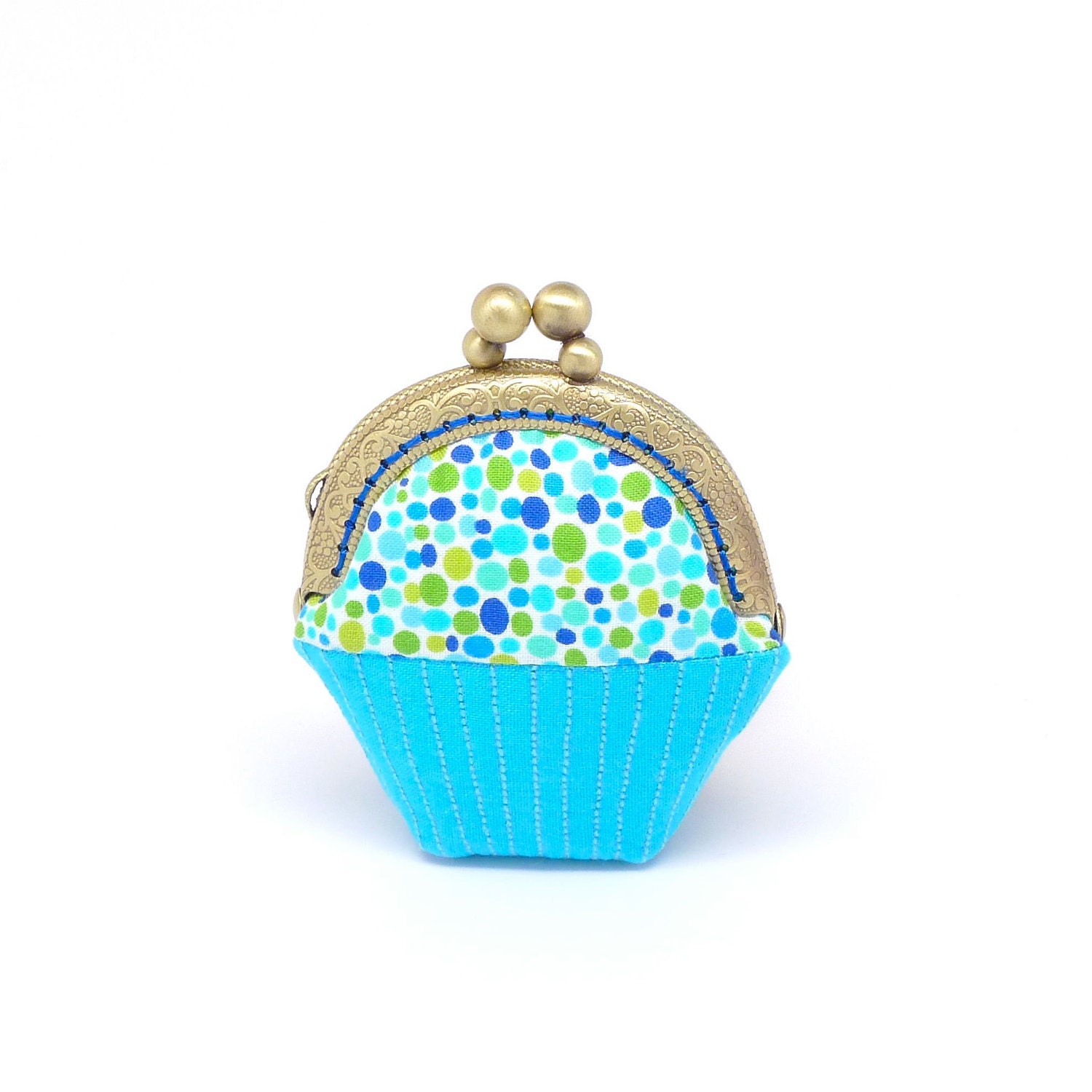 Whimsical blue cupcake mini coin purse