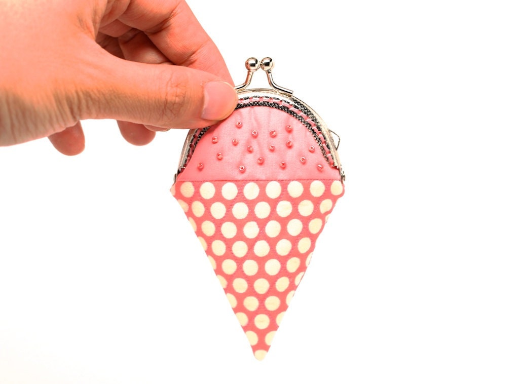 Strawberry ice cream mini coin purse