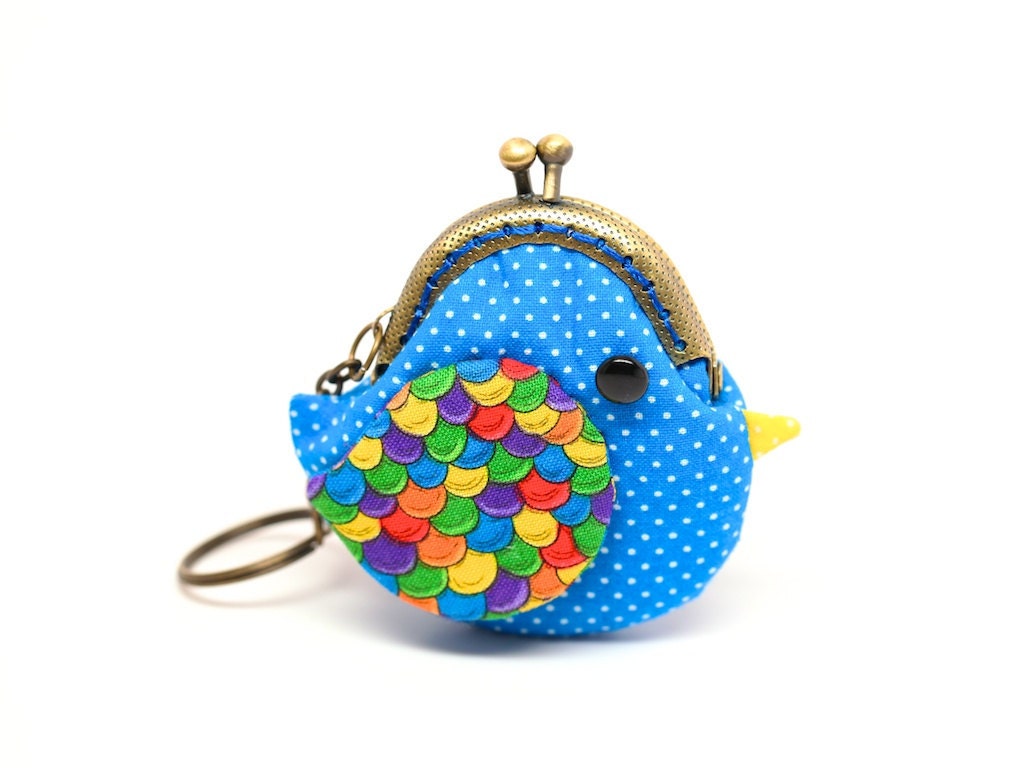 Pico ocean blue bird key chain coin pouch