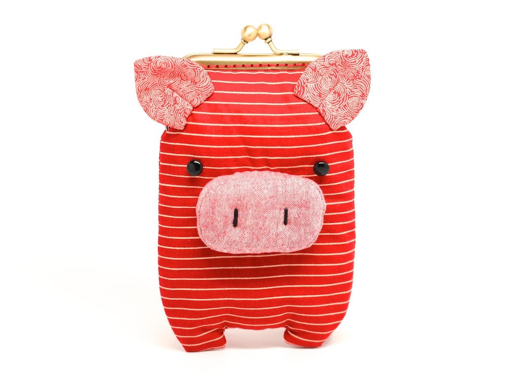 Innocent red piggy iPhone kisslock clutch