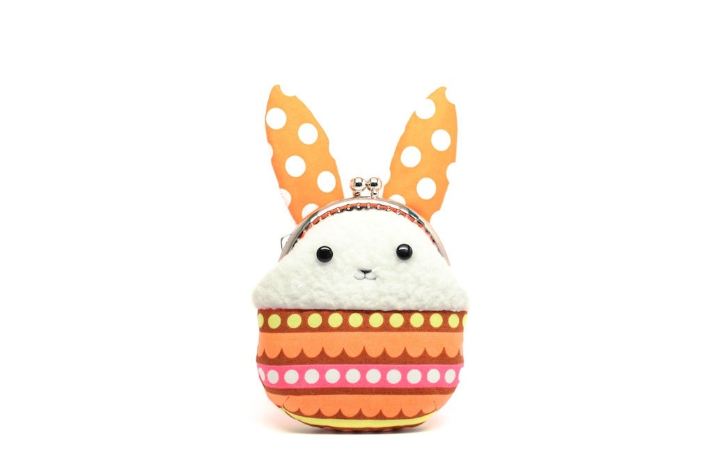 Easter orange rabbit plush mini pouch