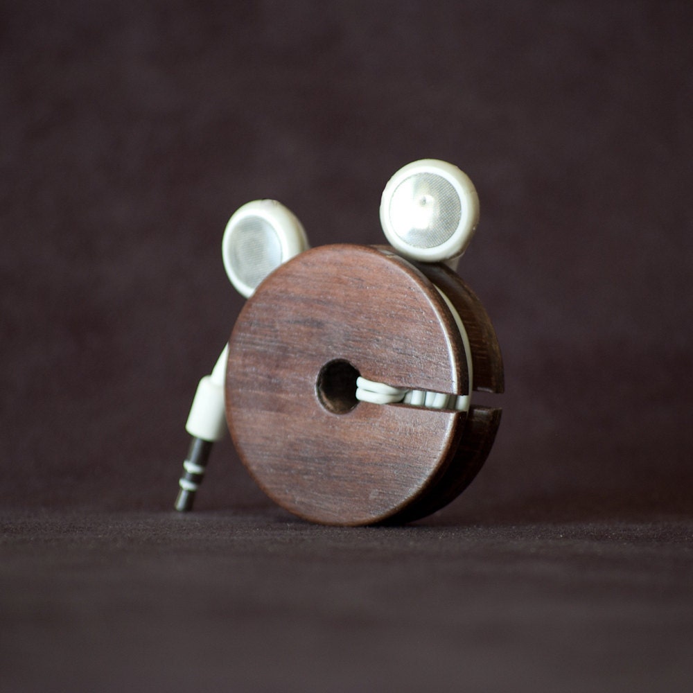 Wood Earbud Holder / Earphone Organizer - East Indian Rosewood