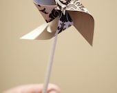 Pinwheels 12 Mini Damask and Silver Spinnable Pinwheels SALE  (Custom orders welcomed) Pinwheels