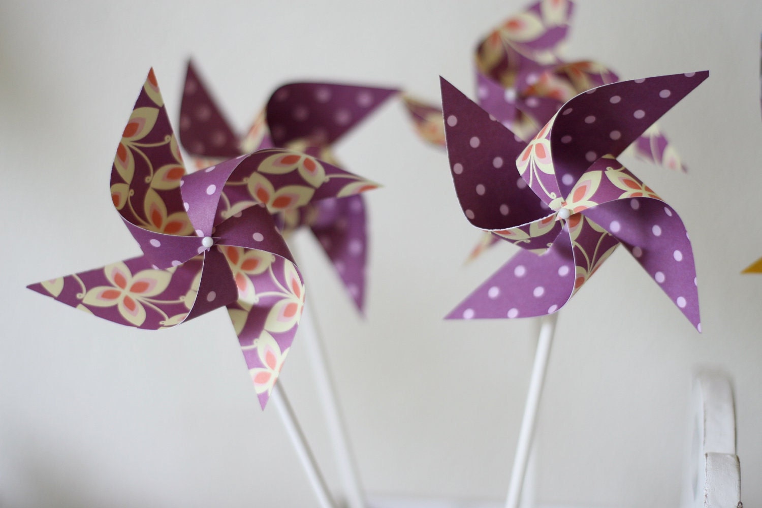 Wedding Decor Party favor 12 Mini Pinwheels Purple Butterflies (Custom orders welcomed)