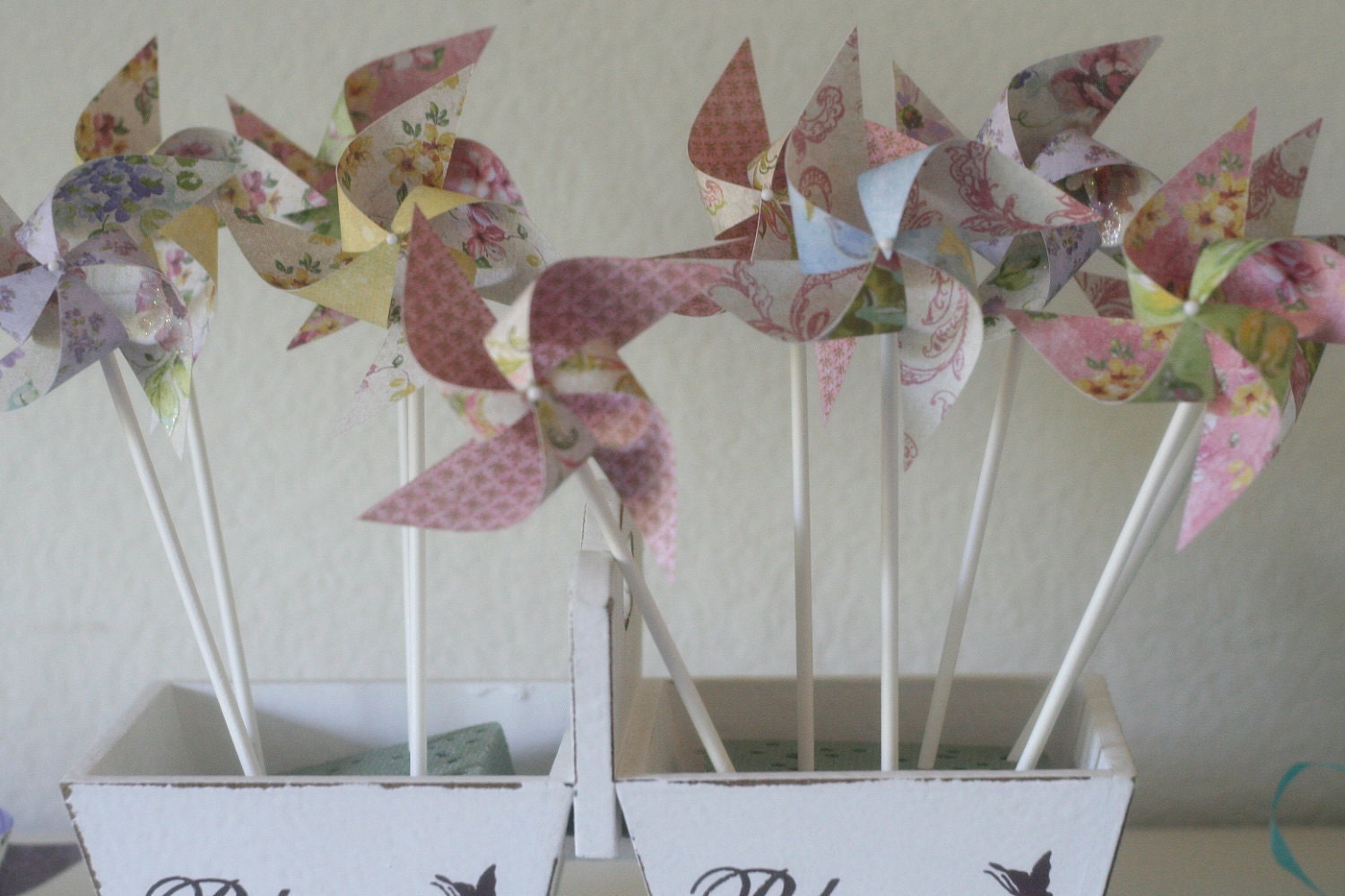 Wedding favor Pinwheels vintage -12 Mini Pinwheels Vintage (Custom orders welcomed) Il_170x135