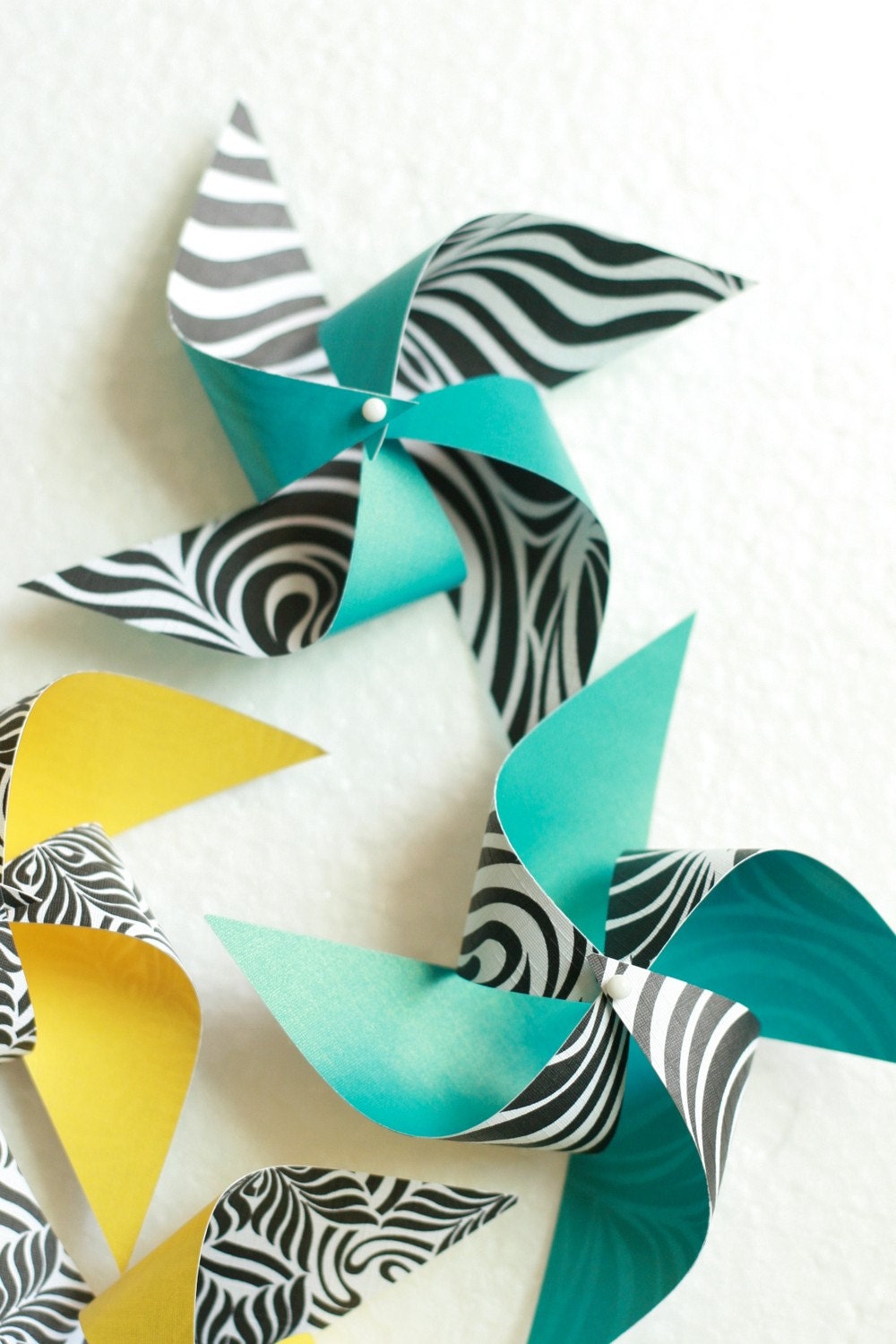 Zebra Safari Decor 12 Mini Pinwheels Spinnable Zebra Print (Custom orders welcomed)