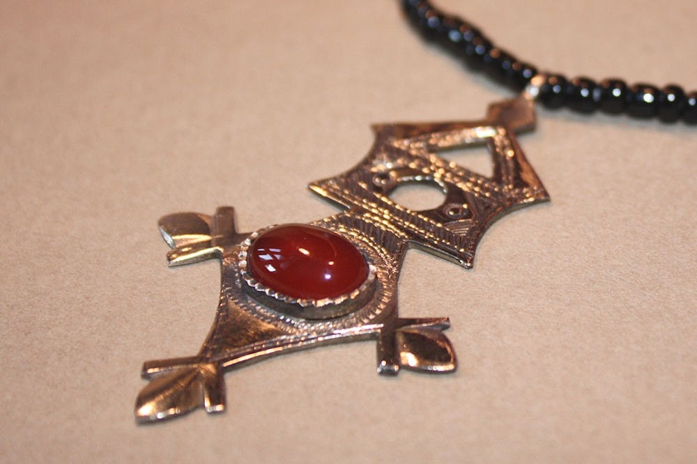 Tuareg Southern Cross with Carnelian Cabochon