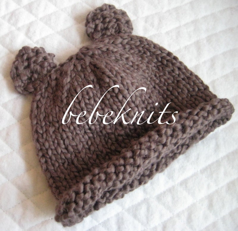 Hand Knit Organic Cotton Teddy Bear Hat