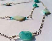 NECKLACE - Azure Allure - Mother of Pearl Shell & Hemimorphite