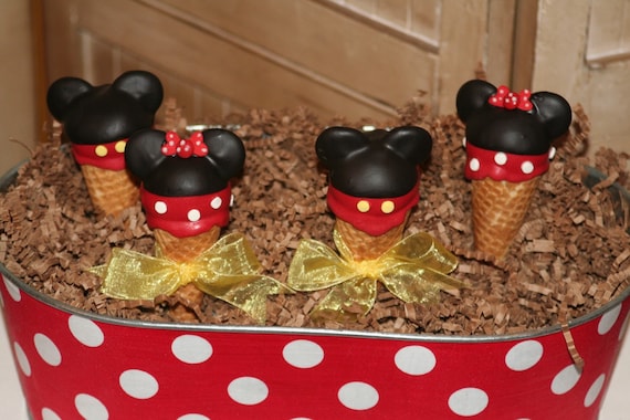 Mom's Killer Cakes & Cookies Original Design Mickey and Minnie Mouse Inspired Ice Cream Cone Cake Pops Il_570xn
