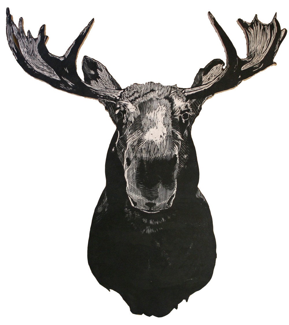 Papa Kenny's Moose Woodcut Sculpture Print