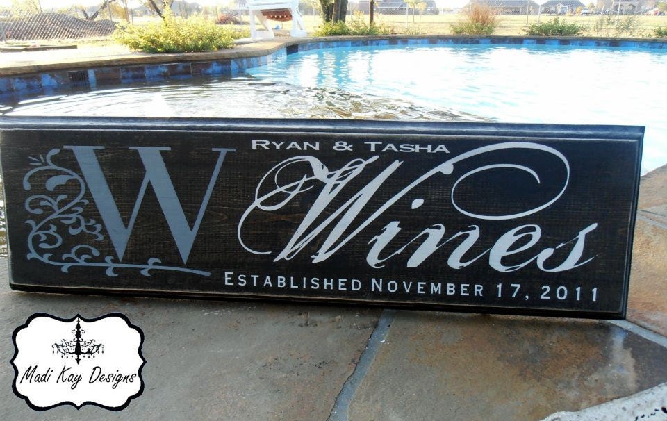 Established Family Name Sign 8x24 Wines