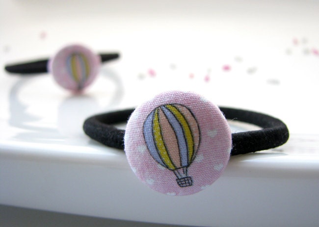 Button ponytail holder, hot air balloon