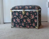 Rosemarys Secrets Small Dainty Trunk with Pink Flowers and Bronze Hardware Shabby Chic