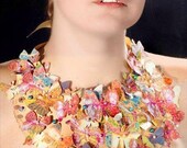 Wearable Art Necklace in Gold with Butterflies.