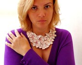 Cream Butterfly Bib Necklace Statement  Collar Bridal. Boxing Day Sale 15% off.