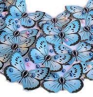 Blue Butterfly Bib Statement Necklace with pearls