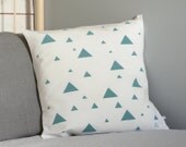 Green triangle decorative pillow cover - Celadon green pillow case - Modern and geometric