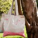 Linen Tote Bag hand painted with Neon Pink - Waves Tote Bag