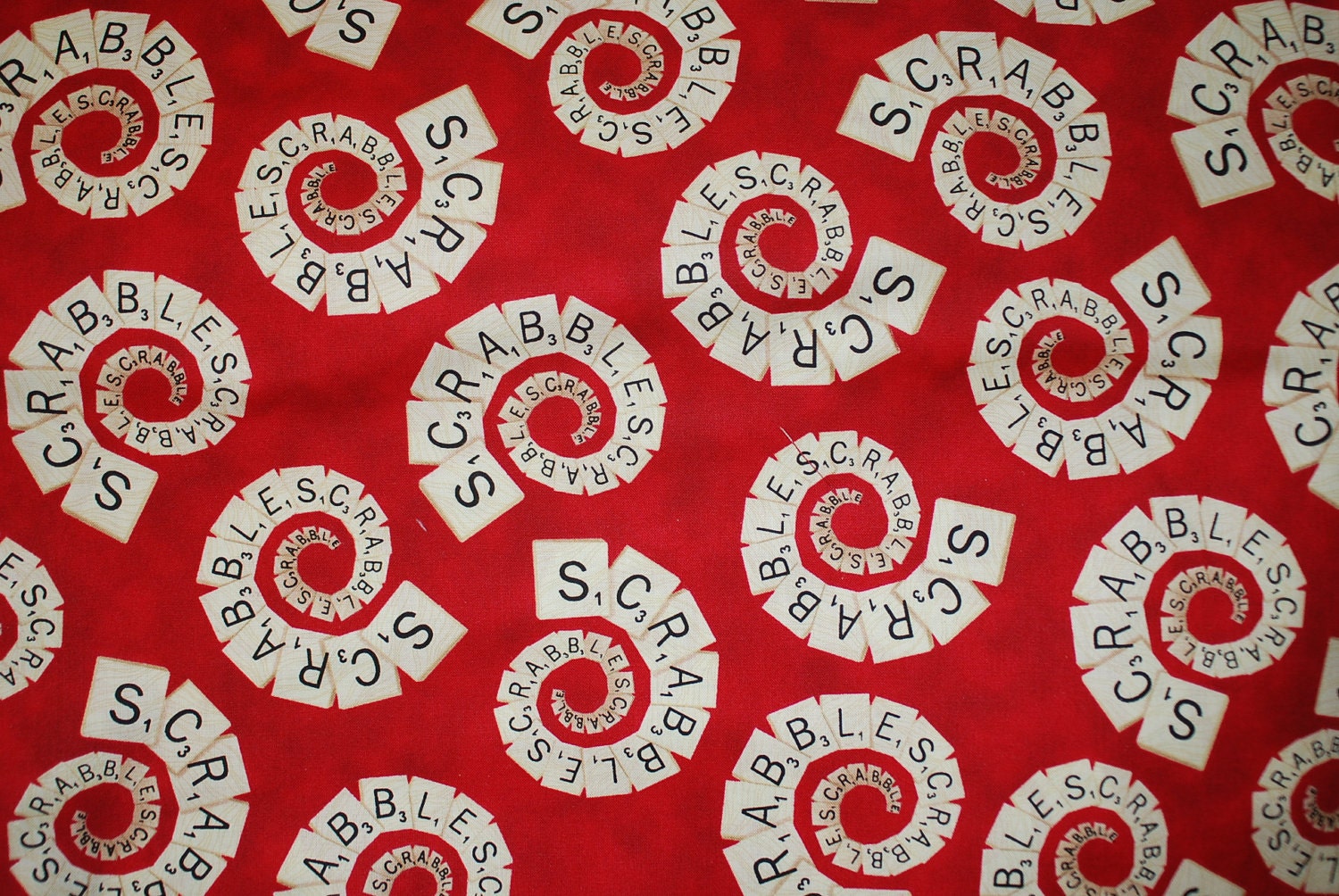 Quilting Treasures Scrabble Red Tile Swirl by Loriscountryfabrics