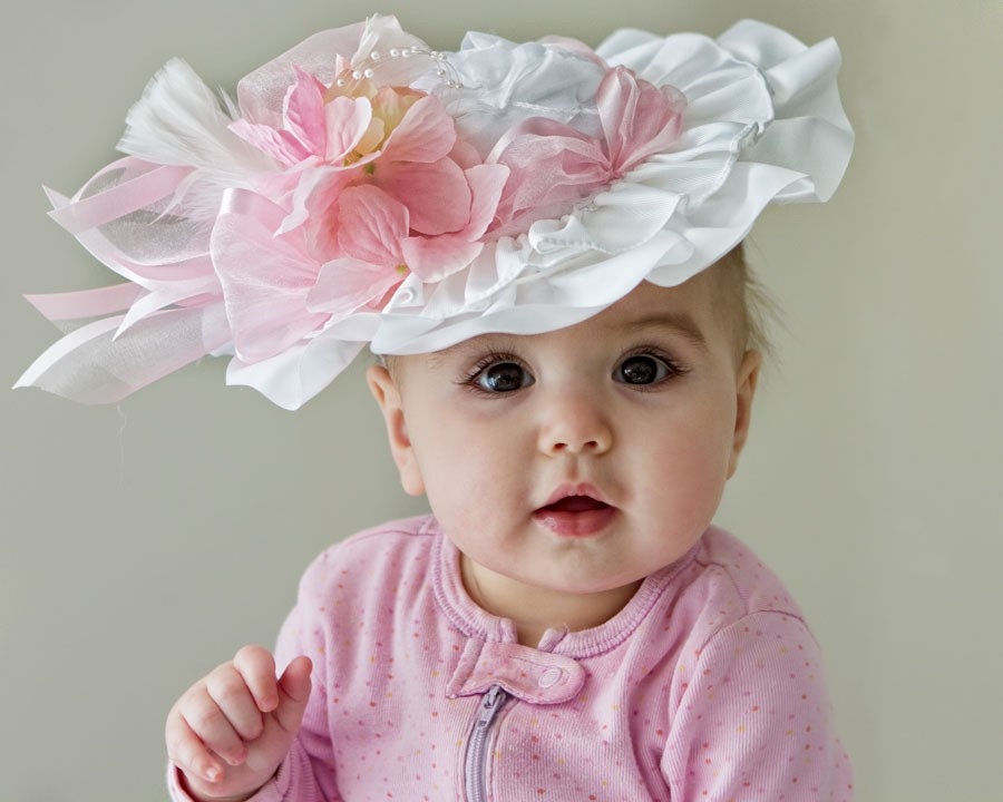 Baby Girl Hat - Spring, Easter, Tea Party - Frilly Hat