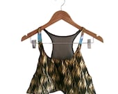 60s Wave Metallic w Stretch Mesh Back Crop top S/M
