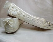 Twinkle Toes Ballet Flats ..  vintage lace and Swarovski crystals