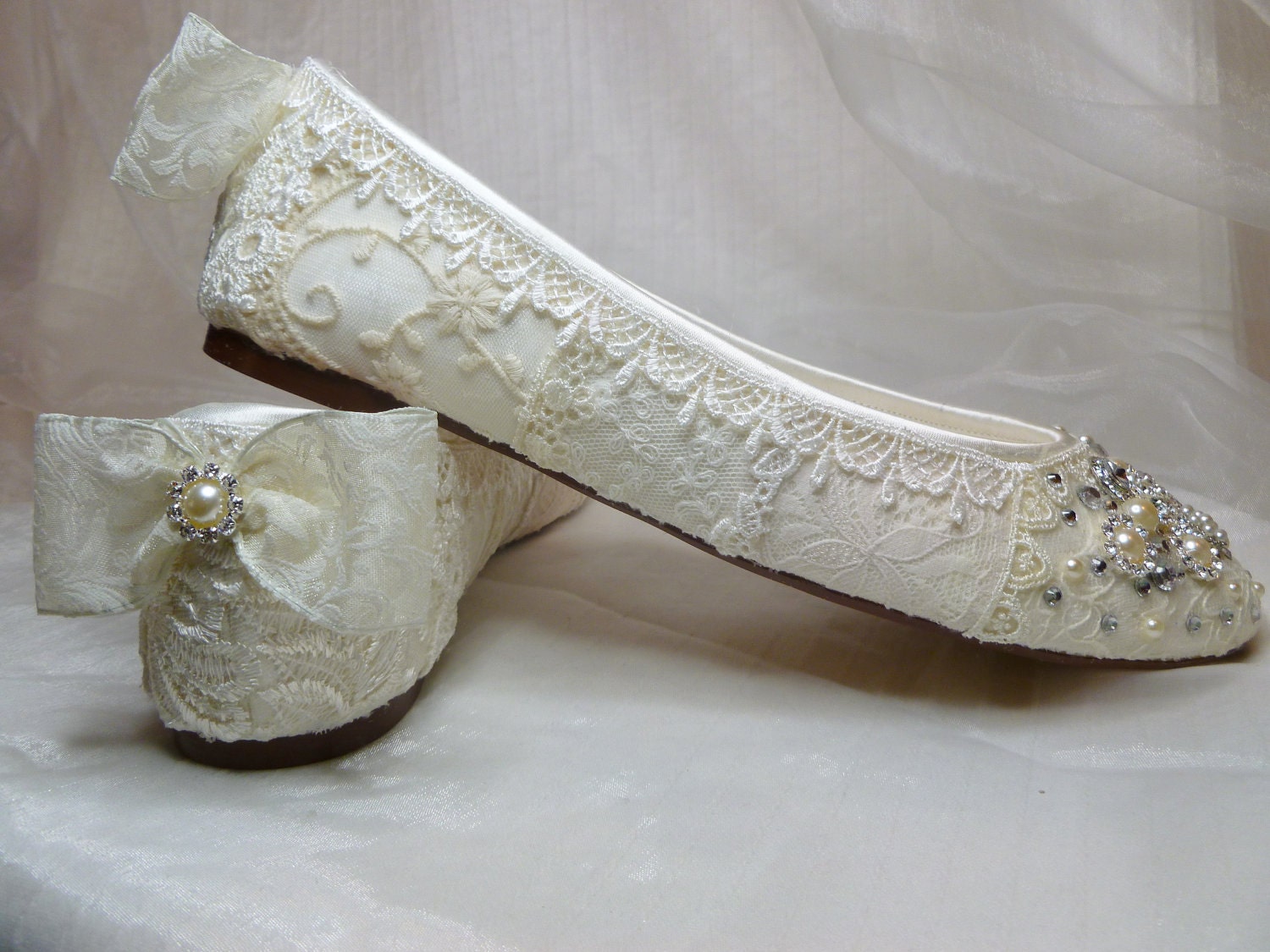 Twinkle Toes Ballet Flats ..  vintage lace and Swarovski crystals