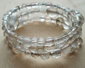 Beaded Memory Wire Bracelet Winter Ice Crystals for your Wrist, Translucent and Transparent Glass Bead Memory Wire Bracelet