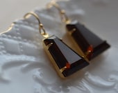 Estate Style Brown Earrings Old Hollywood Glamour Vintage Inspired   Dangle Sparkle Glam Rhinestone Sparkle Elegant