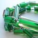 Green Necklace Big Top Circus Stripes, Bright and Colourful, Green, Red and Yellow Glass Bead Necklace, Made in Canada