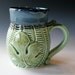Pottery Coffee Mug, Fig Leaf, Handmade Pottery Ceramic Clay in Green Blue and Black by Hope Fregerio