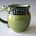 Pottery Coffee Mug, Handmade Wheel Thrown Pottery Ceramic Clay in Green Black and White by RiverStone Pottery