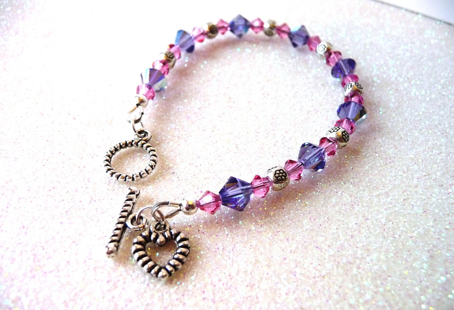 Toddler Earrings on Jewelry  Girls Pink And Purple Crystal Bracelet  Kids Jewelry