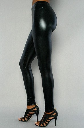 black latex leggings