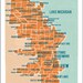 Milwaukee Map Poster in Orange- Vintage style print 11x17